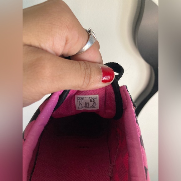 Unisex Hot Pink And Black Checkered Vans Sneakers (stain easy to wash off) - Picture 5 of 5